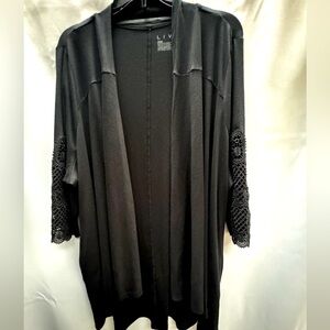 Lane Bryant Livi Womens Size 22/24 Black Open front cardigan sweater lace sleeve